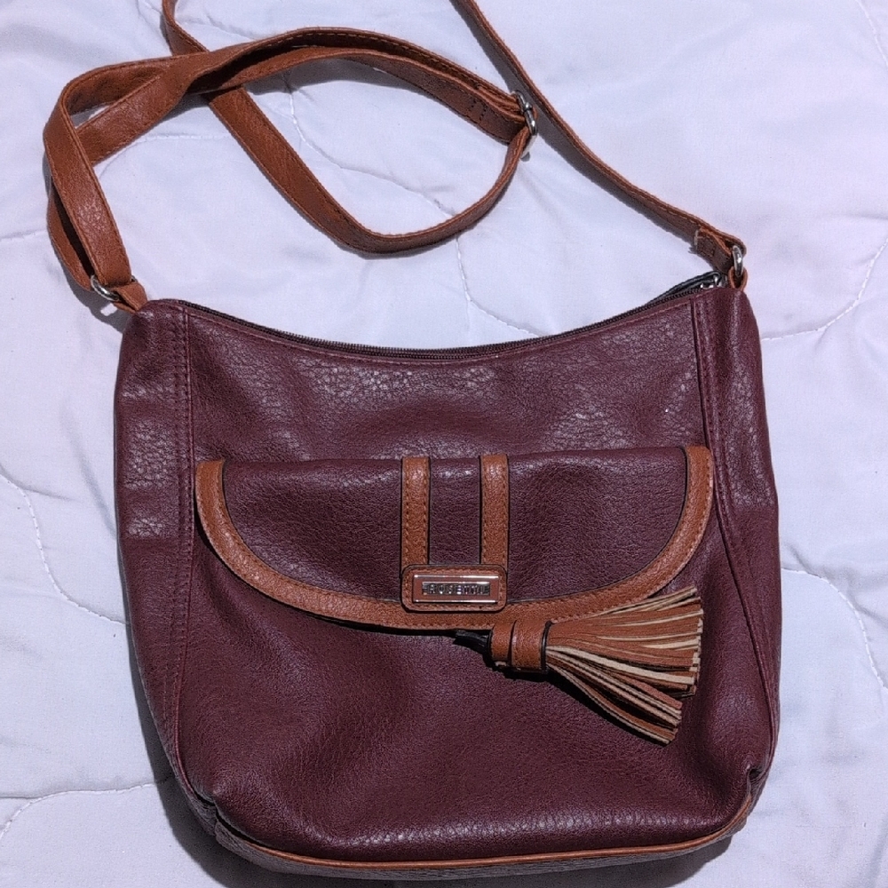 Rosetti Burgundy and Tan Crossbody Bag